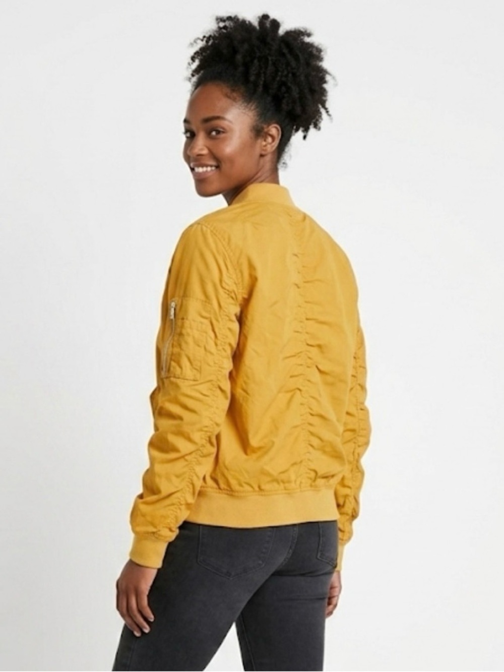 Outer Edge Mudd Yellow Bomber Jacket size medium women